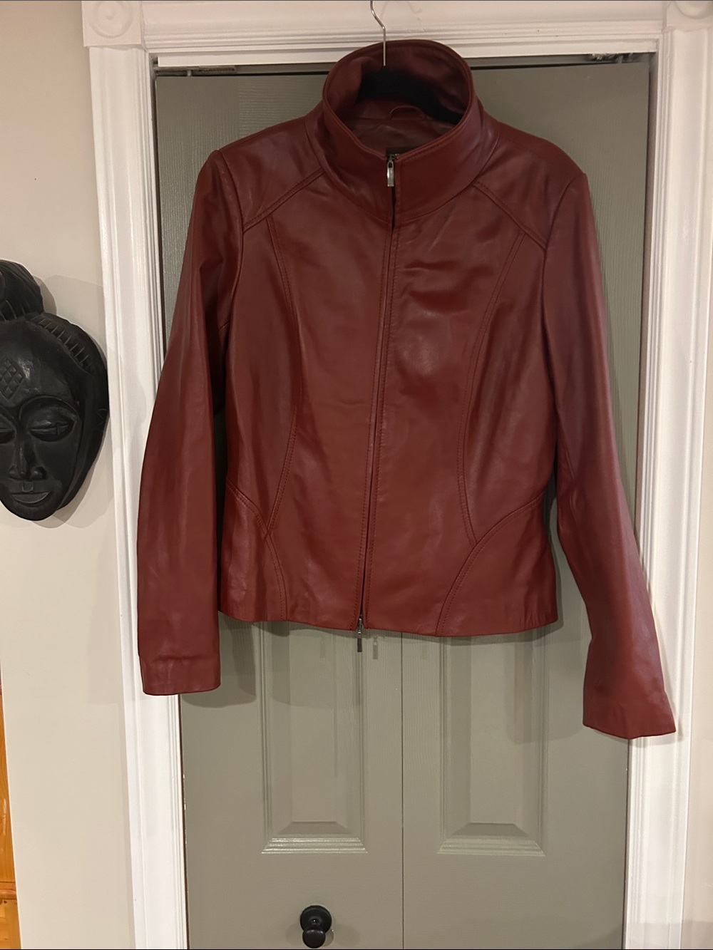 Danier Women’s Red Leather Zip-Front Jacket